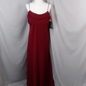 Besty & Adam By Jaslene Burgandy Thin Strap Dress